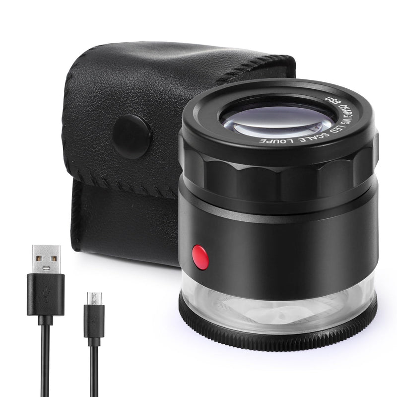 [AUSTRALIA] - 30X Loupe Magnifier, USB Rechargeable 8 Lights Portable Eye Loupe Sewing Magnifying Glass for Watches, Jewelry, Coins, Currency, Stamps 