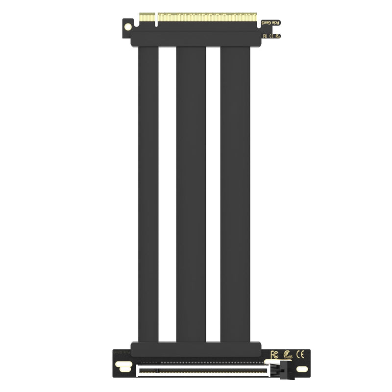 GLOTRENDS 200mm PCIe 5.0 Riser Cable for RTX5090 RTX4090 RX9070 RX7900, Compatible with PCIe 5.0/4.0 GPUs, 90 Degree Right Angle for Vertical GPU Mount Black