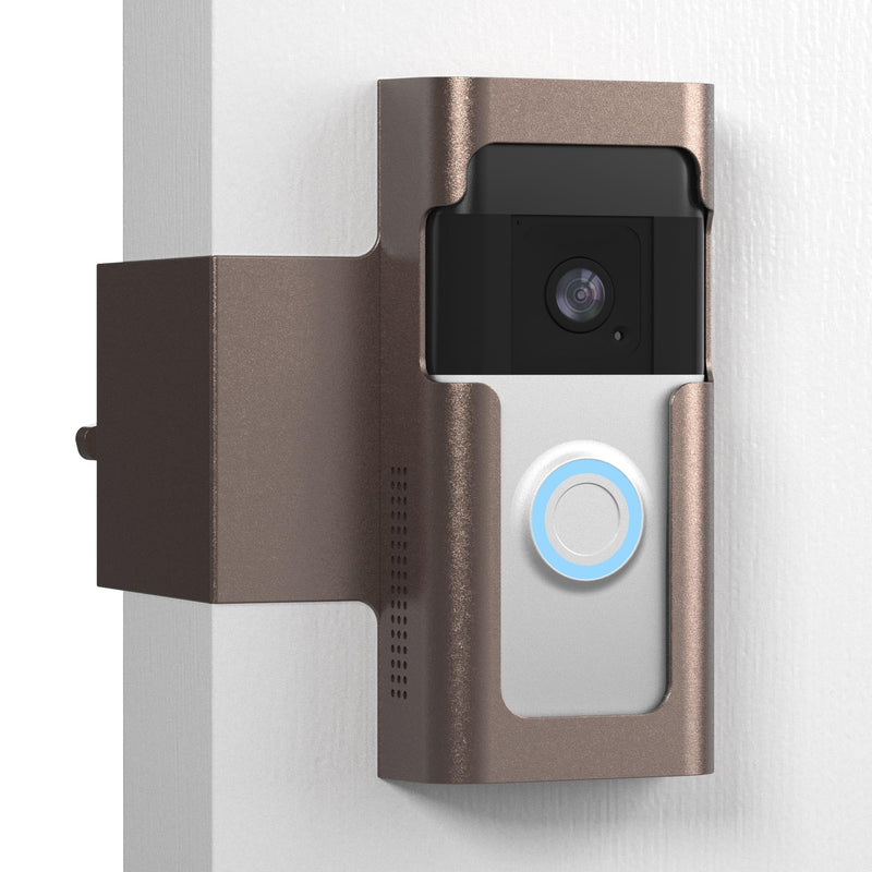 [AUSTRALIA] - Anti Theft Ring Doorbell Mount: Metal Ring Apartment Door Mount Blink Doorbell Camera Holder No Drill - Renter Friendly Ring Doorbell Mount No Damage ‎Frosted Bistre 