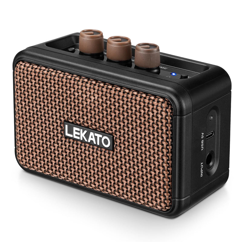 [AUSTRALIA] - LEKATO Mini Electric Guitar Amplifier, Dual Speakers 5W, Rechargeable Guitar Amp Bluetooth with Clean Overdrive Effects, Headphone Jack, Retro Portable Small Amp for Practice 