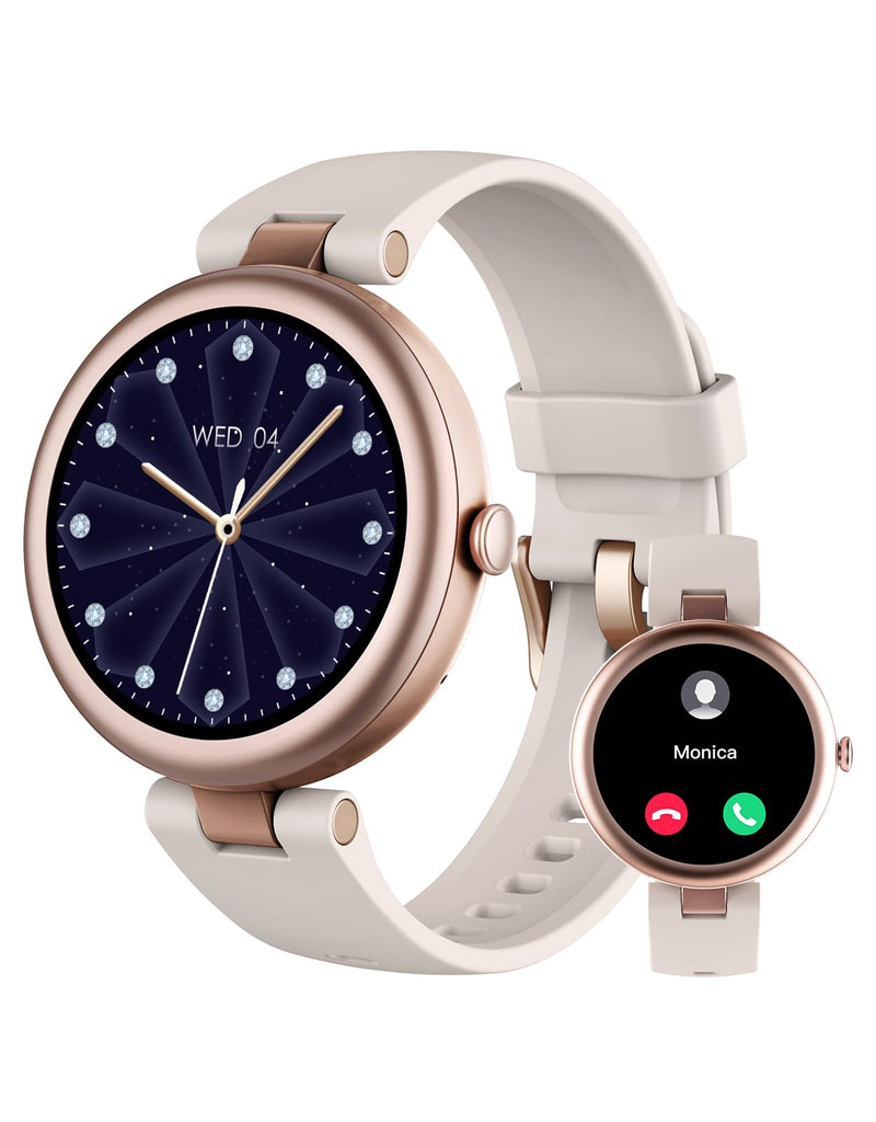 Fitness Tracker, Round Fitness Watches for Women with Bluetooth Call Heart Rate Monitor Sleep Tracker Calorie/Step Counter, Birthday Gift for Women Lady Mom Waterproof Starlight | Bluetooth Answer/Make Call,Heart Rate/Sleep/SpO2/Calories Monitor,100+ S...