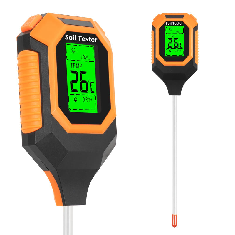 [AUSTRALIA] - 4-in-1 Soil Moisture Meter Digital PH Meter/Soil Moisture/Plant Temperature/Sunlight Intensity, Backlight LCD Display, Soil Test Meter for Garden, Lawn, Plant Care, Farm and Indoor Outdoor Plants 