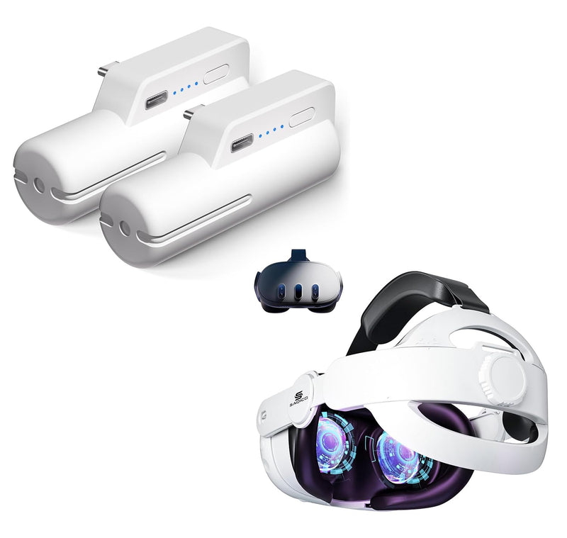 5000mAh Battery Pack for Oculus Quest 2 (Pack of 2),Pressure-Free Head Strap for Meta Oculus Quest 3