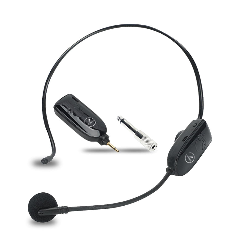 2.4G Dual Wireless Microphone Headset, UHF Wireless Headset Mic and Handheld Mic 2 in 1, 165FT Range, 3.5mm & 6.35mm Jacks, Ideal for Teaching, Fitness, Yoga, PA System, Amplifier, Training (Black) Black