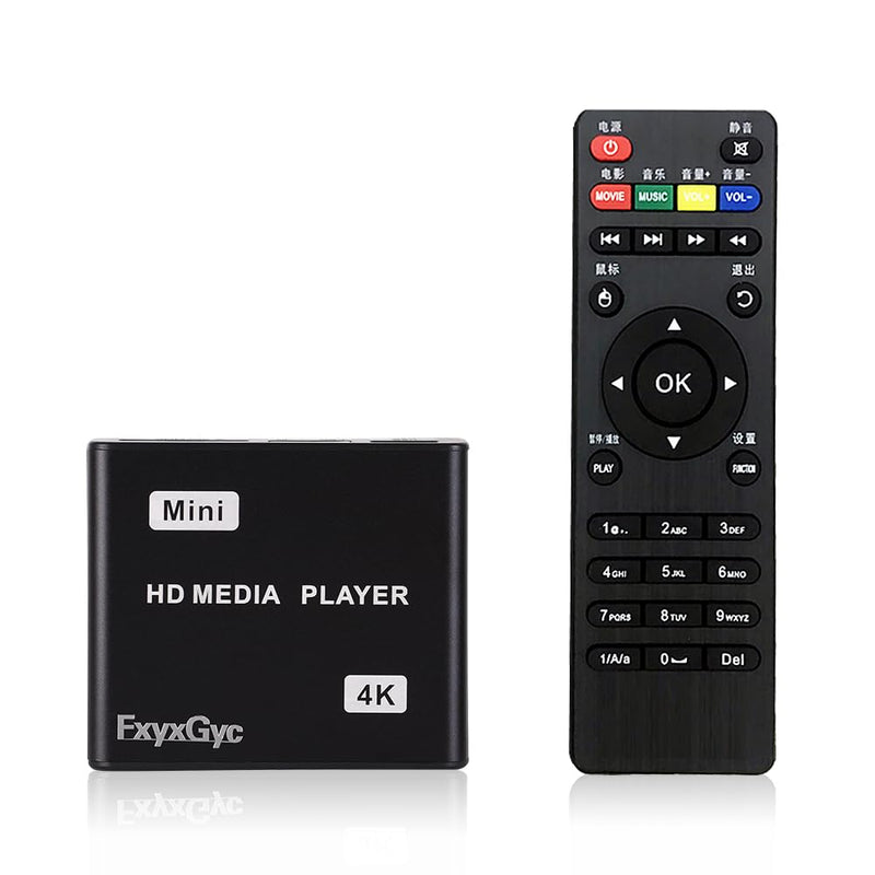 [AUSTRALIA] - HDMI Media Player, 4K Ultra HD Digital Media Player, Supports USB Drive, SD Card, 4K@30Hz Output,H.265/H.264/AVC Decoding MP4/MKV/MP3/TS/Rmvb/Mov/JPG for Advertising Playback Multimedia TV Playback. Deep black 