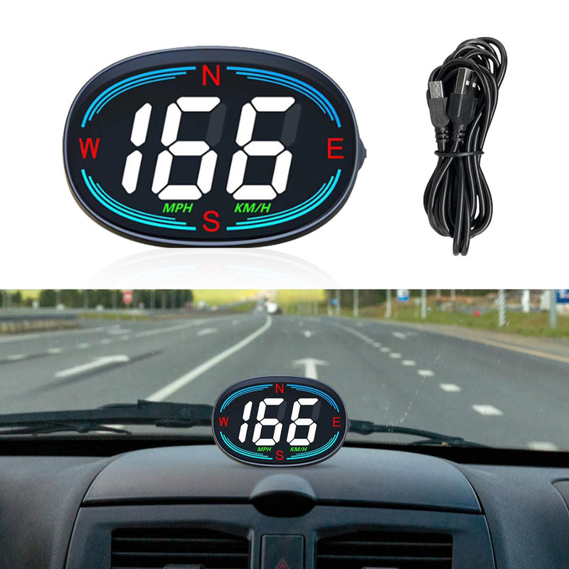 Car Digital Speedometer, Car Head-Up Display, HUD Speedometer with GPS Compass, Plug and Play Display with Speeding Alarm, USB Connect MPH Speed Meter Suitable for Most Vehicles