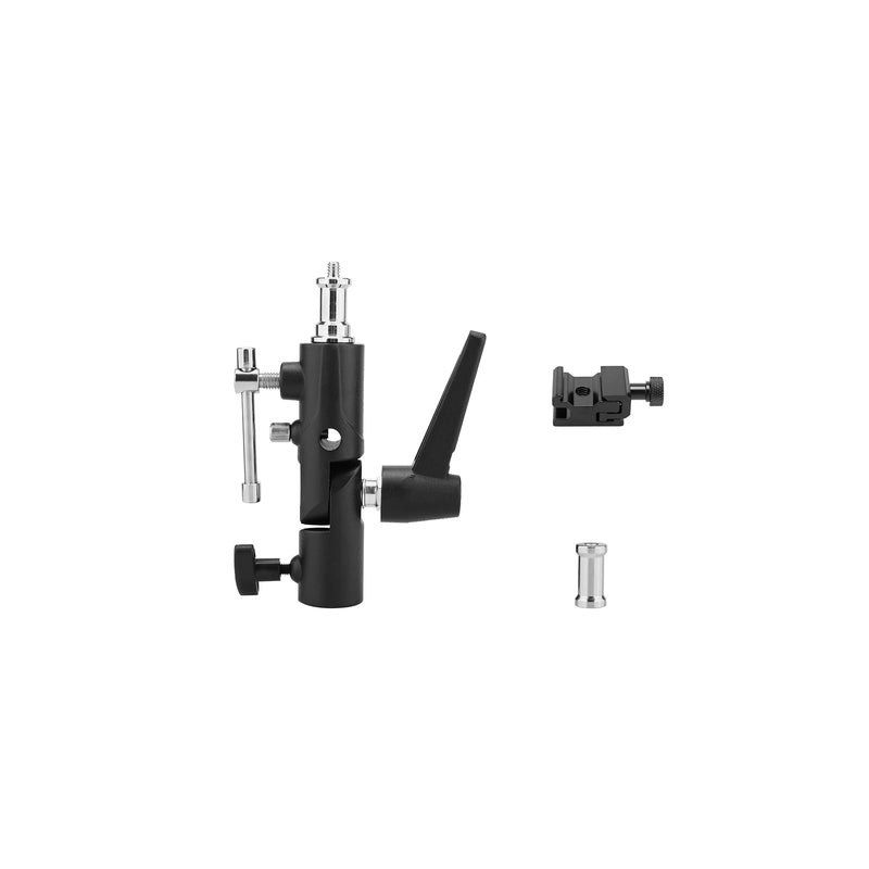 [AUSTRALIA] - Camera Flash Bracket with Cold Shoe Mount, Solid Metal Material, Adjustable Speedlite Swivel Light Stand Bracket with Umbrella Holder,1/4 to 3/8 Adapter Screw for Flashes Studio LED Lights 