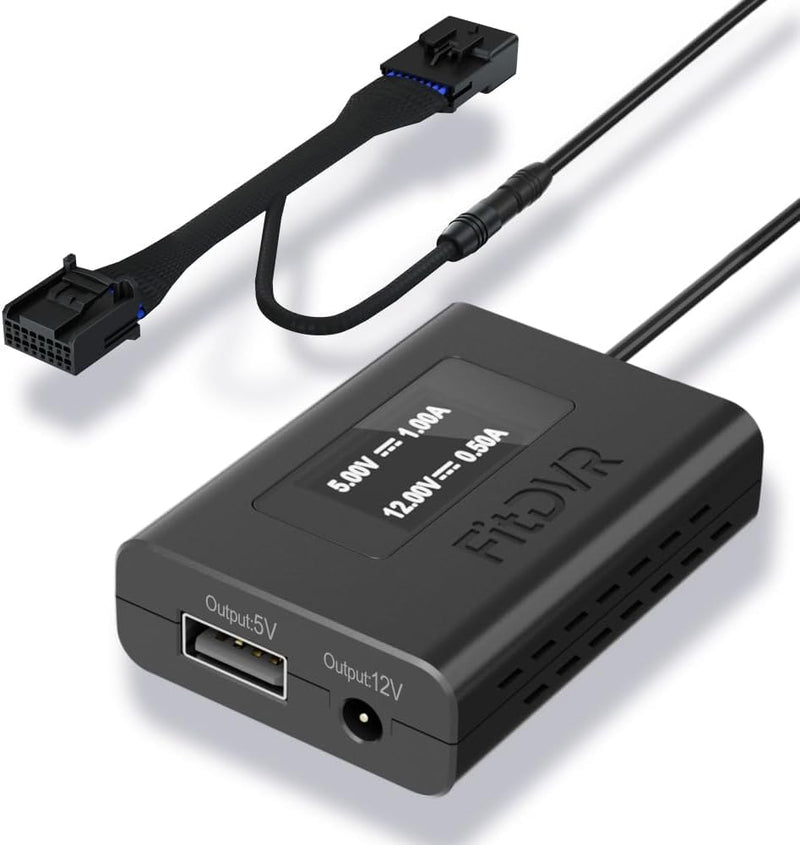 Dash Camera Power Adapter (16-Pin) for Toyota and Lexus and More, Dashcam Charger Cable, USB Power Source, 5V 12V Output, D3-011