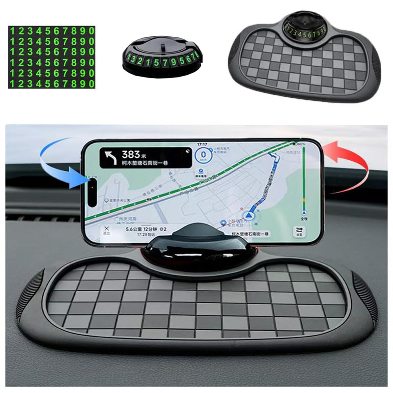 Multifunction Car Anti-Slip Mat Auto Phone Holder Car Dashboard Mat with Phone Holder in Car Auto Non-Slip Car Mats for Phone (Grid Style) Grid style