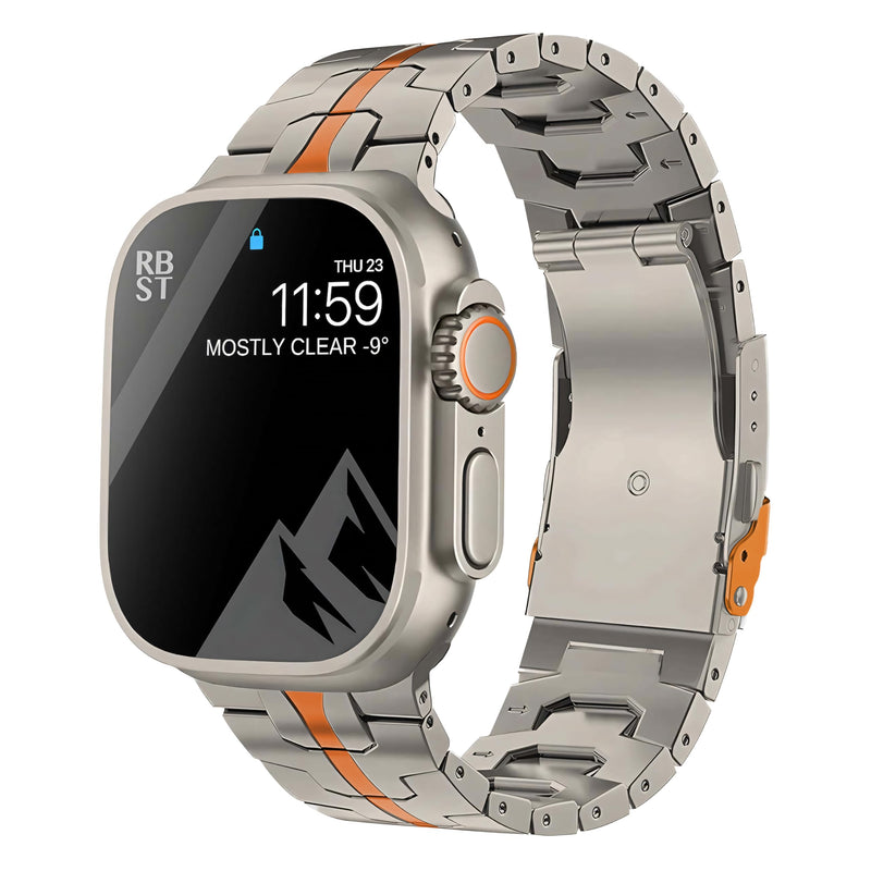 Titanium Band Compatible with Apple Watch Ultra ＆ Ultra2 49mm 46mm 45mm 44mm, Durable Lightweight Titanium Metal Strap, for iWatch Series 10 9 8 7 6 5 4 3 2 1 SE Men Women Bands 49mm/46mm/45mm/44mm/42mm(Series 3) Titanium Orange