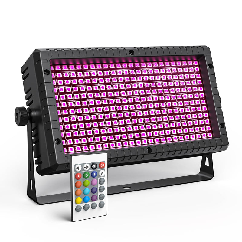 DJ Strobe Stage Light Bar, 288 RGB LED Wall Washer Light, 55 Zones Chasing Stage Party 4-in-1 DMX512, Remote Control for Halloween, Wedding, Club, Party Black 1 Pack