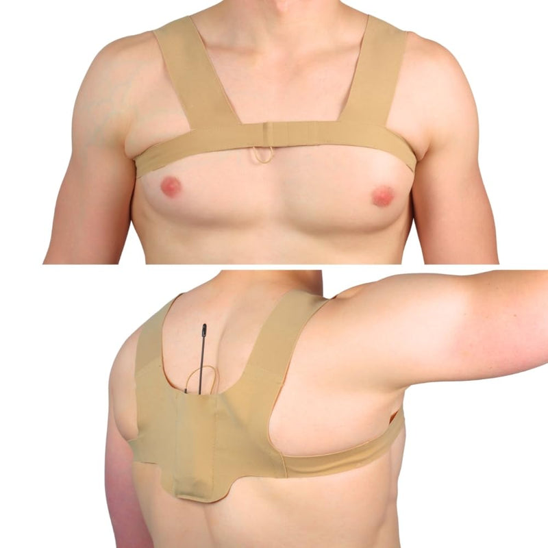 [AUSTRALIA] - URSA X Strap: One-Piece Harness for Microphone Transmitters and Lav Mics. Multiple LAV Pouches. Compatible with URSA MiniMounts. For Sports/Active Shoots (Beige, Large) Beige 