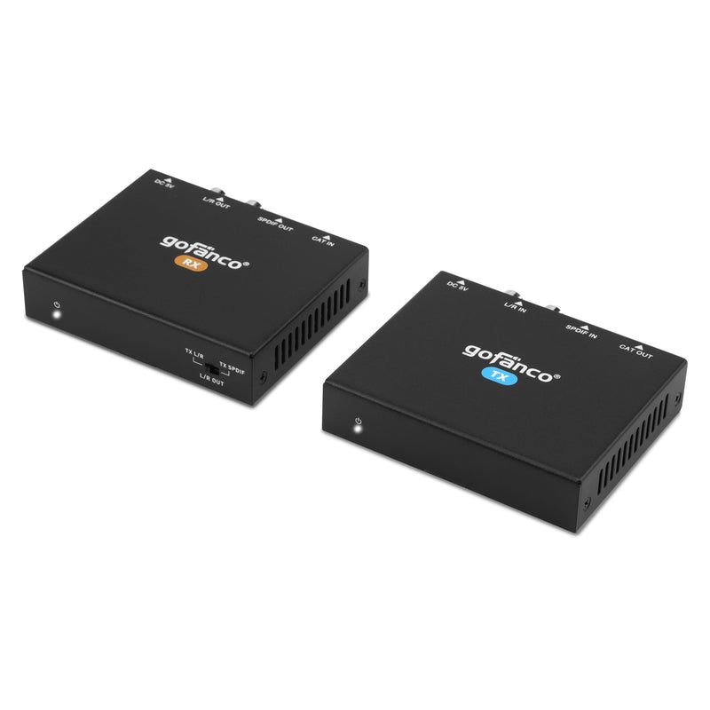 gofanco Audio Over Cat5e/6 Cable Extender 192KHz - 300m (AudioCATExt22) | 984ft, Dual PoC, Dolby Digital 5.1, PCM 2.0, 192KHz 5.1-Channel 984ft 5.1-Channel w/ DAC