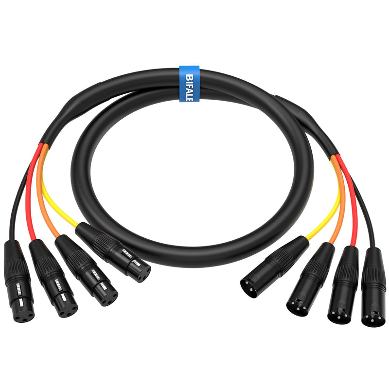 BIFALE 4-Channel XLR Snake Cable - 6.6FT, Male to Female, Balanced Audio for Live & Recording