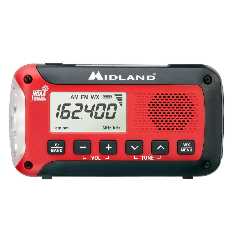 Midland ER50 Emergency Radio with Weather Alert and Flashlight - Hand Crank or Solar Power NOAA Weather Radio for Home or Travel with AM/FM Tuner
