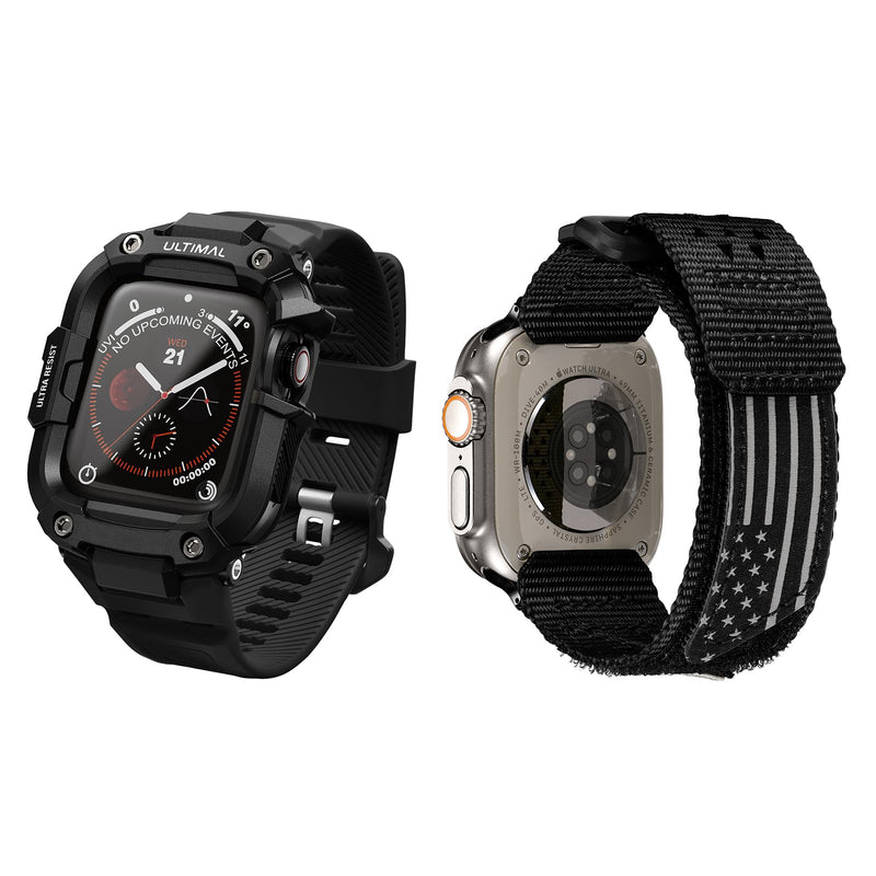 For Apple watch 44mm Band Bumper Case and Nylon Sport Band