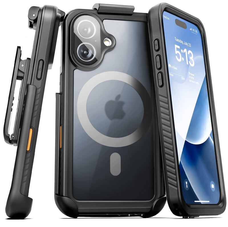 Encased for iPhone 16 Plus Waterproof Case with Belt Clip Holster [Military Grade] Shockproof, Full-Body Phone Cover with Built-in Screen Protector (Compatible with MagSafe)