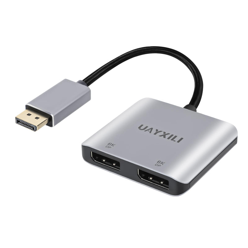 DisplayPort to Dual DP Adapter 8K@60Hz, DP Splitter 1 in 2 Out Extended Display MST for Dual Monitors, Compatible with PC, Graphic Card, NVIDIA, AMD DP to dual DP adapter 8K DP to dual DP splitter 8K