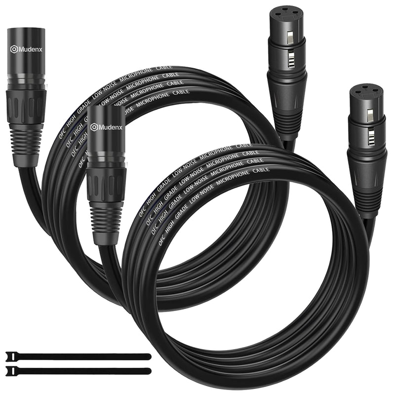 XLR Cables 10Ft 2 Pack,Microphone Cable Male to Female 3 Pin,Durable Shielded and Premium Balanced XLR Patch Cord 10Feet
