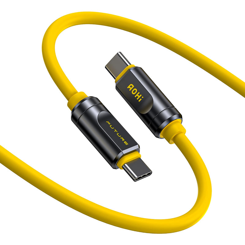 AOHI 80Gb/s USB4 2.0 Cable 3.3FT with up to 120Gbps Bandwidth Boost Dual 8K/4K Display 240W PD 3.1 Fast Charging The Future Adonis for Mac mini M4 Pro MacBook iPhone 17 Pro Max, SSD,Docking, Yellow 3.3 FT