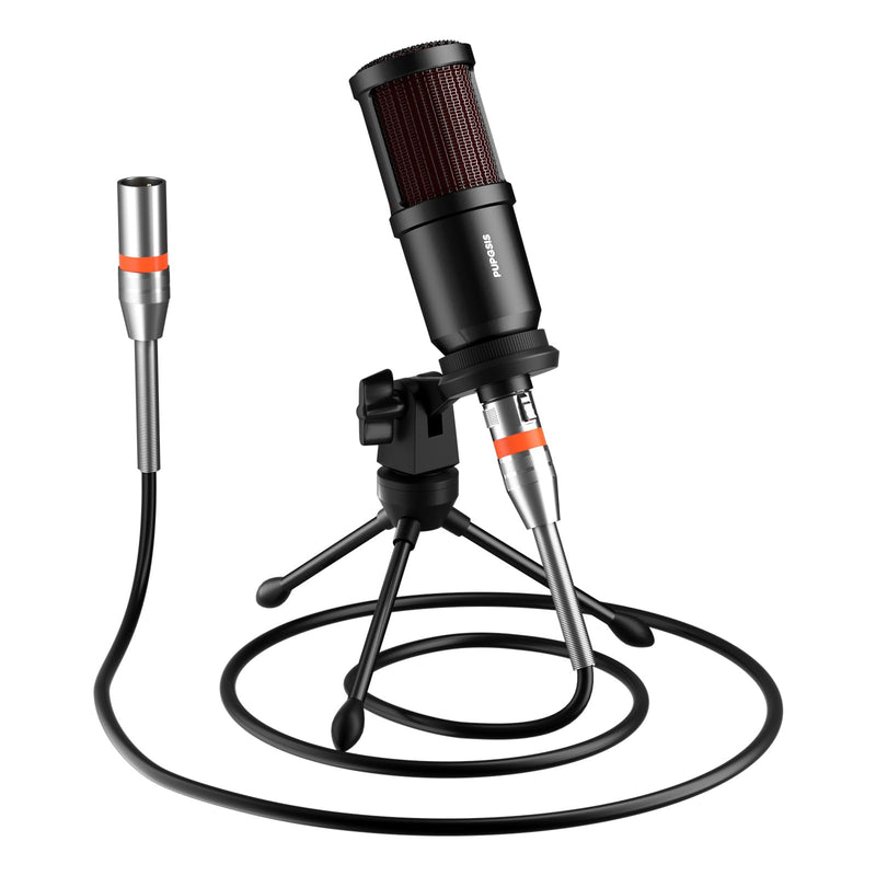 PUPGSIS XLR Dynamic Microphone, PC Computer Gaming Streaming Microphone for Podcast Recording, Vocal Capture, Content Creation, Cardioid Studio Mic for Audio Interface, Mixer, Sound Board