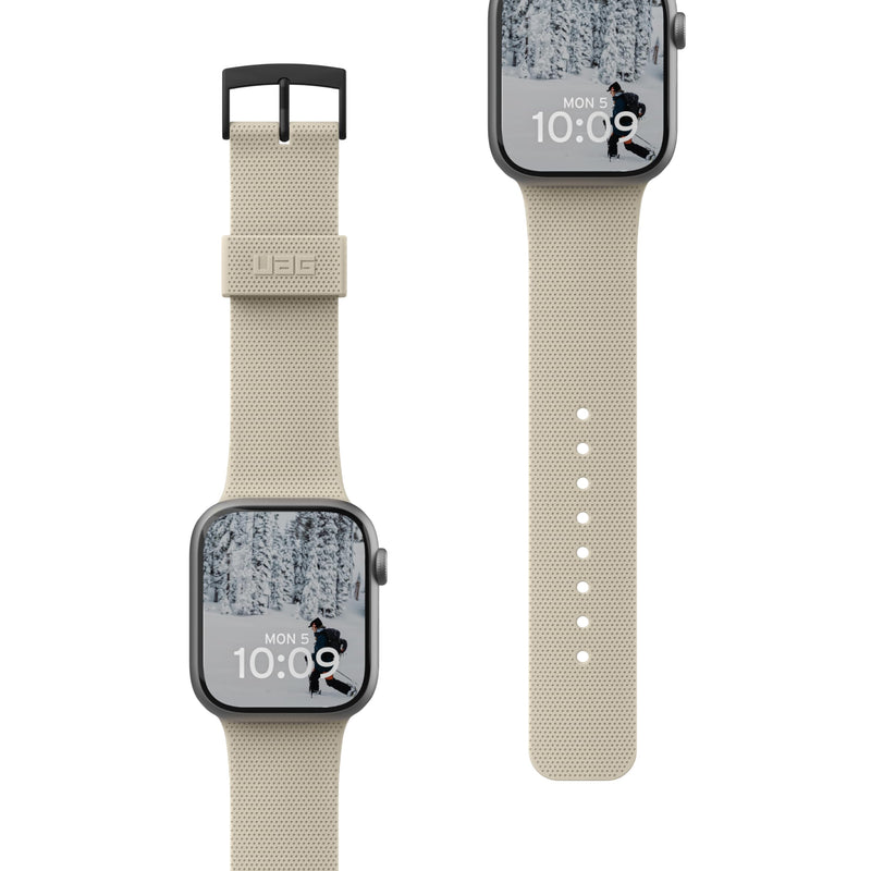 URBAN ARMOR GEAR UAG Compatible with Apple Watch Band 42/41/40mm & 49/46/45/44mm iWatch Series Ultra 3/Ultra 2/Ultra/4-11/SE3/SE2/SE DOT, Sport Soft Silicone Breathable Replacement Watch Strap Dune