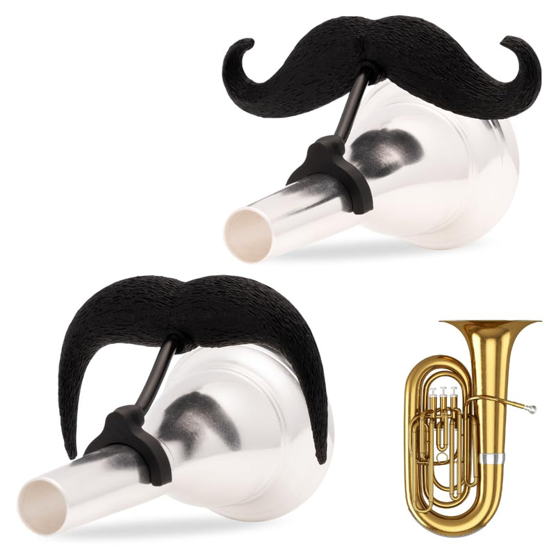 Brasstache 2.0 Combo Pack - [2-Pack] The Original Clip-on Mustache for Brass Instrument Mouthpieces, XL and Handlebar Combo Version (Tuba) Tuba