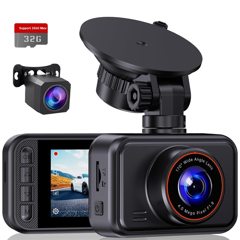 [AUSTRALIA] - Dash Cam Front and Rear, 2.5K Dual Dash Camera for Cars, 2560P Mini Car Camera, 2 inch IPS Screen, 32GB Card Included, WDR Night Vision, 24 Hours Parking Monitor, G-Sensor, Support 256 GB Max 