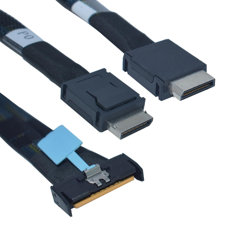 PCIe 5.0 MCIO x8 to Dual Oculink SFF-8611 4i Cable | 2.6 feet(80 cm), 2-Port Oculink 4i