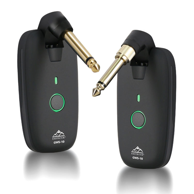 [AUSTRALIA] - EASTROCK Wireless Guitar System – Black, UHF 7-Channel Rechargeable Transmitter & Receiver, 6H Battery, 1/4” & 1/8” Plug for Guitar & Bass 