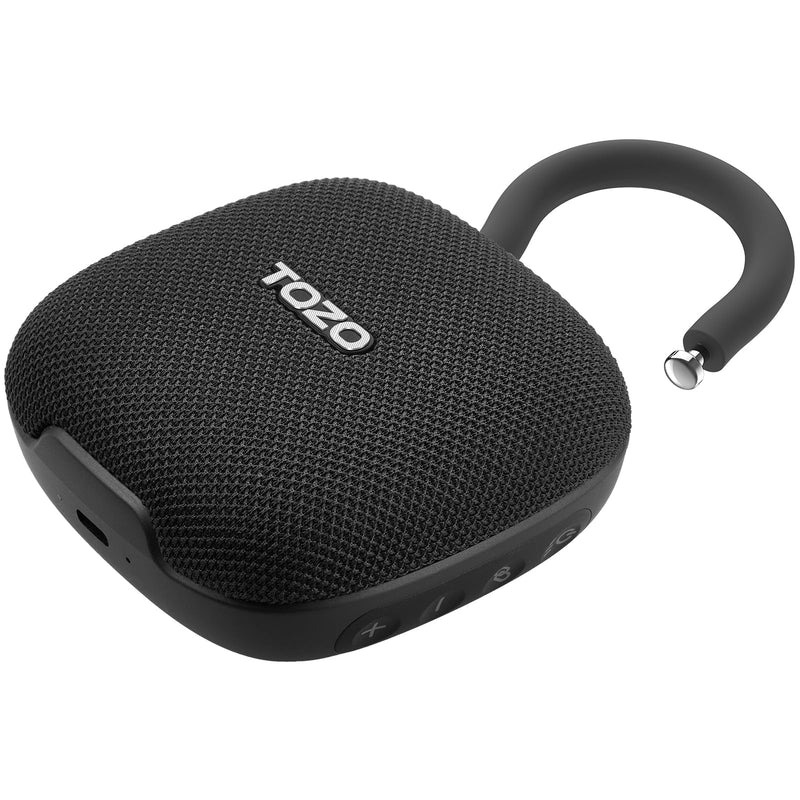 [AUSTRALIA] - TOZO PE1 Portable Bluetooth Speakers with Adjustable Carabiner, Mini Bluetooth Wireless Shower Speaker with IPX8 Waterproof, 32H Playtime Punchy Bass Audio Speaker for Home, Outdoor and Travel, Black 