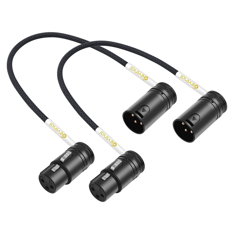 [AUSTRALIA] - Devinal Rotatable Right-Angle XLR Cable, Adjustable-Angle Low-Profile XLR Microphone Adapter Connector, Right-Angle Mic Cord on Both Ends (Male and Female) 0.8 FT 2 pcs Angle Male to Angle Female 1FT 