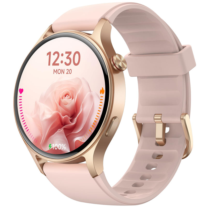 Fitpolo Smart Watch for Women,1.3" AMOLED Touchscreen Fitness Tracker, Make/Answer Calls, Heart Rate SpO2 Monitor, 3ATM Waterproof, Sleep & Activity Tracking Smartwatch for Android Phones iPhone Rose Gold