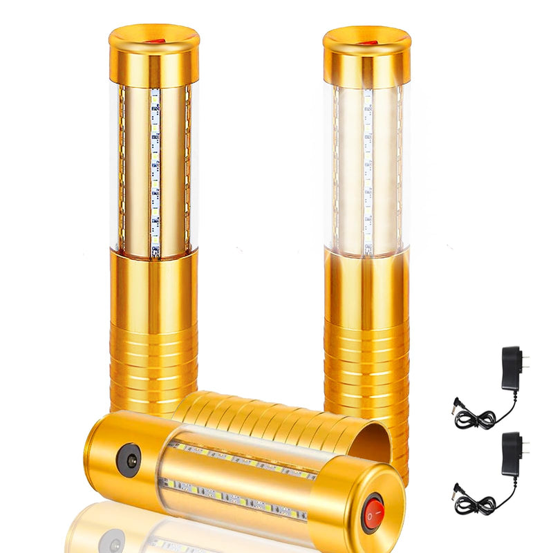 2 PCS LED Strobe Baton Lights Bottle Service Rechargeable Light, Reusable Handheld Champagne Bottle Light Topper for Party Nightclub Bar Wedding Concert Festival Activity (Golden, 2 Pack) Golden