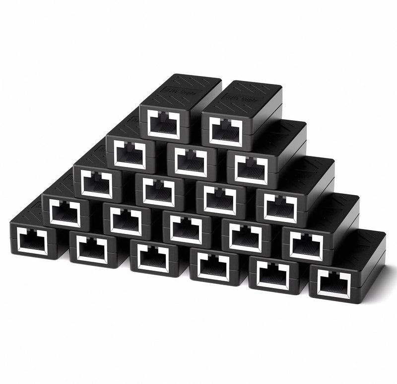 Dingsun RJ45 Coupler, Ethernet Extender Female to Female Ethernet Coupler for Cat7/ Cat6/ Cat5/ Cat5e(50Pack, Black) 50Pack