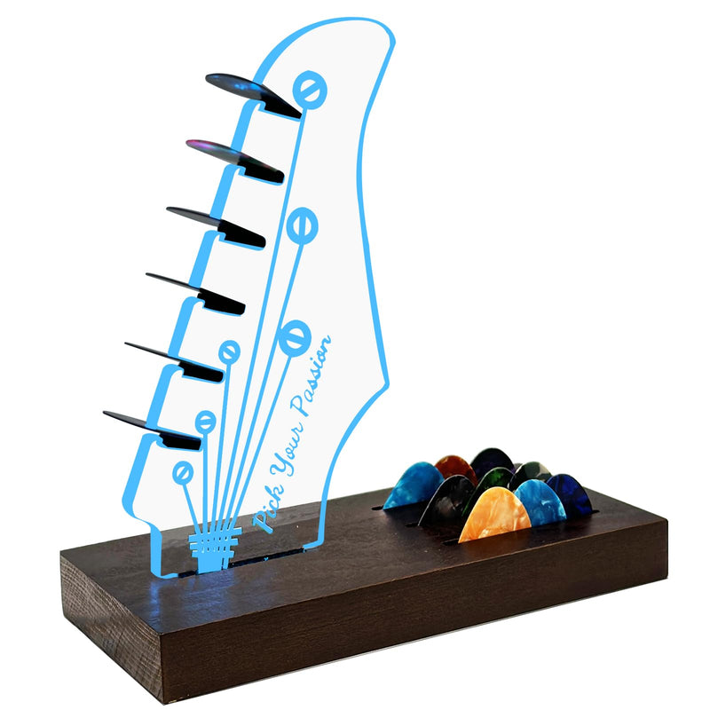 Light Up Guitar Pick Holder, Wooden Guitar Pick Holder for Picks Storage and Display, Music Gift for Men Guitar Music Lovers Players Guitarist, Guitar Accessories Guitar Pick Holder-1