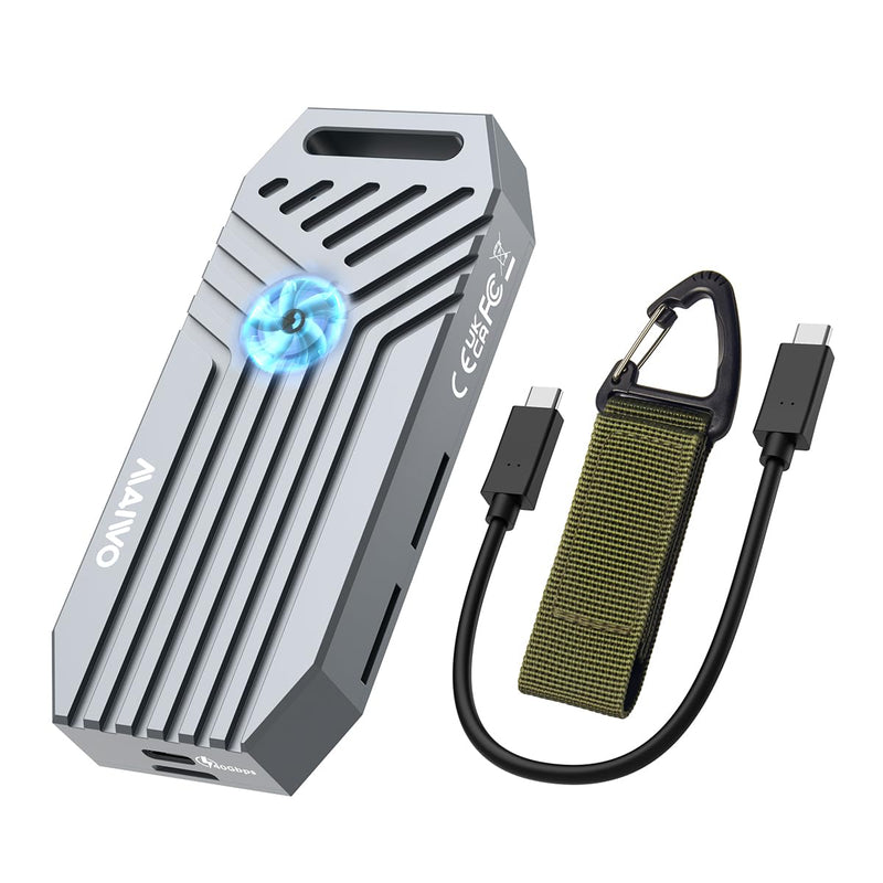 MAIWO M.2 NVMe SSD Enclosure 40Gbps, USB4 External Tool-Free NVMe Enclosure for 2280 M-Key,Compatible with Thunderbolt 4/3/USB4/USB C with Cooling Fan, Aluminum Alloy Shell ASM2464PD Chip