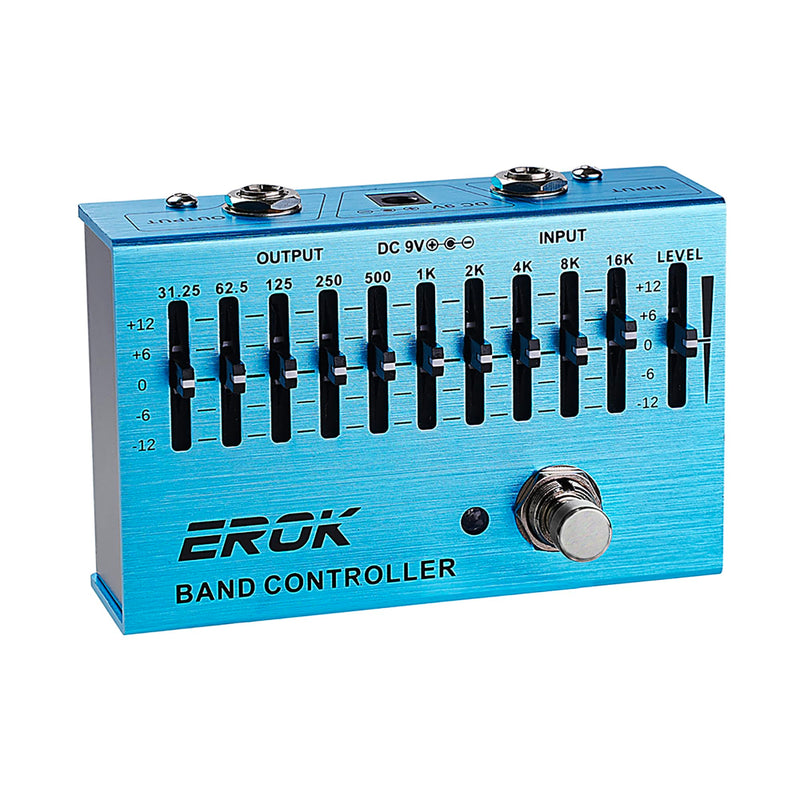 EROK EQ Pedal,10-Band Equalizer,(31.25Hz–16kHz) with ±12dB Gain/Attenuation for Each Band,for Electric Guitar Bass Eq Pedal,with Independent Controller Button