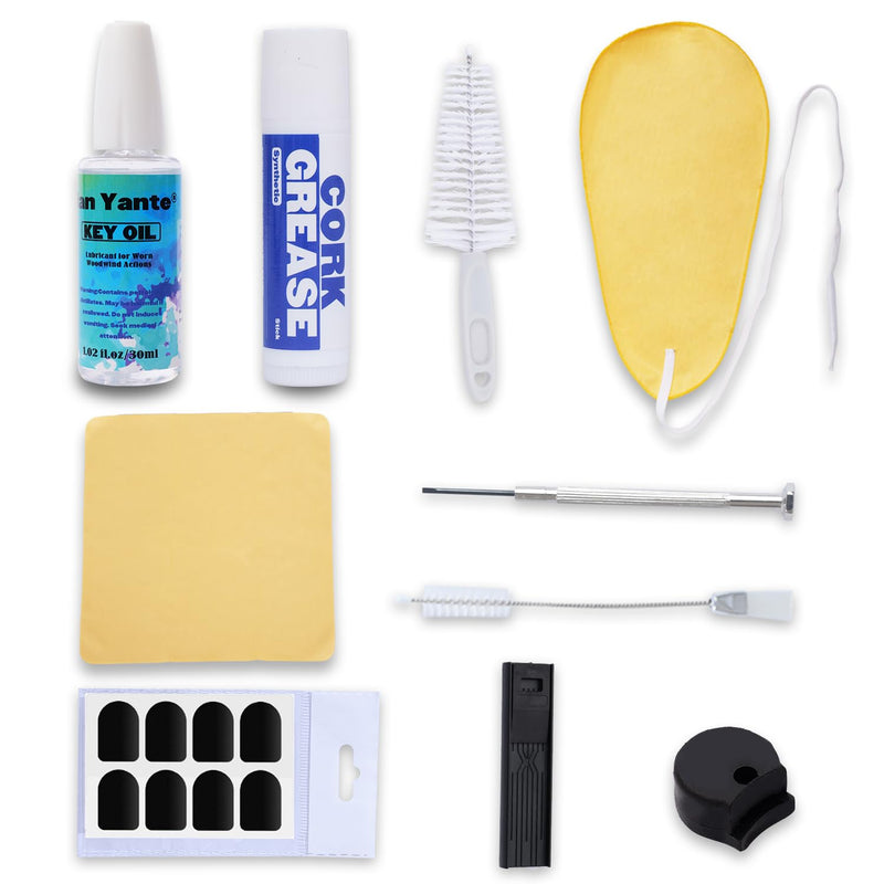 [AUSTRALIA] - Clarinet Cleaning Kit 10-in-1, Clarinet Care Maintenance Set with Key Oil, Cork Grease, Lint-Free Microfiber Swab, Mouthpiece Brush, Woodwind Accessories for Students and Beginners 