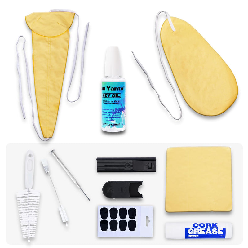 [AUSTRALIA] - Saxophone Cleaning Kit for Alto Tenor Sax - 11-in-1 Smooth Pull-Through Maintenance Set with Mouthpiece Brush, Key Oil, Cork Grease and Case - Woodwind Instrument Care for Students 