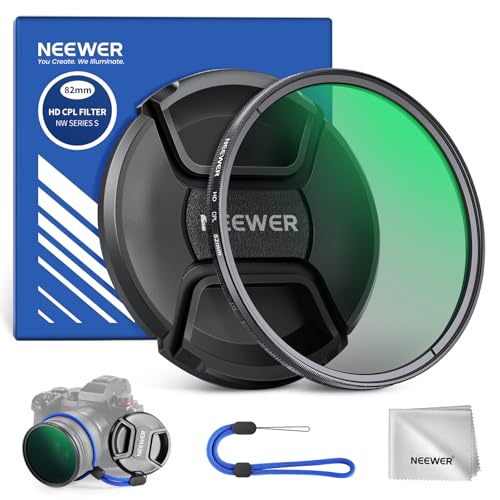 NEEWER 82mm CPL Filter with Lens Cap, Ultra Thin Circular Polarizing Filter, Nano Coating, HD Optical Glass for Camera Lens, Reduces Reflection and Glare Increases Contrast