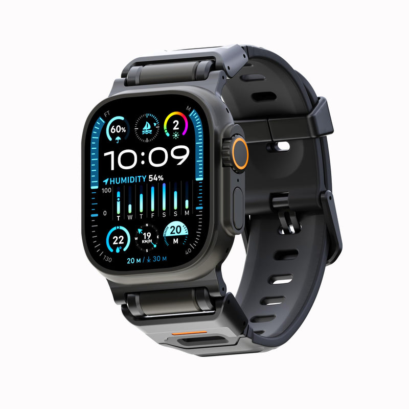 elkson Fusion Band for Apple Watch Ultra 3 2 1 49mm Series 11 10 46mm 9 45mm SE3 44mm – Stainless Steel Silicone Strap, Sweat-Resistant Breathable Secure Fit for Sports Work Travel Everyday Wear Black Stainless Steel / Black Silicone