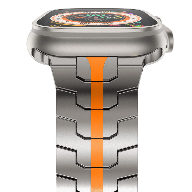NewWays Grade 2 Titanium Band for Apple Watch Band for Men Ultra 3/2 /1 49mm Series11 10 46mm 45mm 44mm Titanium/ Orange 44/45/46/49mm