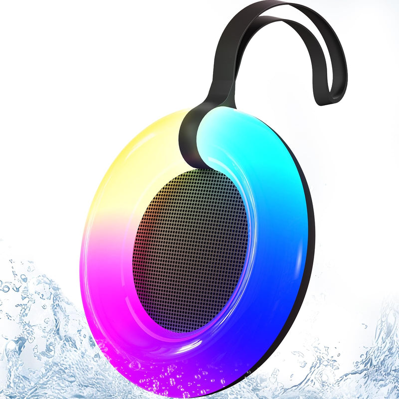 [AUSTRALIA] - IPX7 Waterproof Speaker with Dynamic LED Light,Bluetooth Shower Speaker,Portable Bluetooth Speakers,Floating, True Wireless Stereo for Outdoor/Pool/Beach,BT5.3/TF-Card,Ideal Gifts(Black) Black 