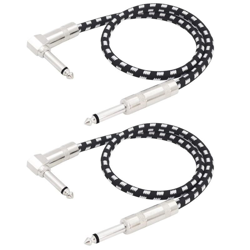 Straight to Right Angle 1/4 Inch Instrument Cable Short TS Guitar Cable Electric Guitar Amp Cord 6.35mm Stereo Audio Cable for Guitar Bass Keyboard and Pro Audio 2 Pack (1.7FT) 1.7FT