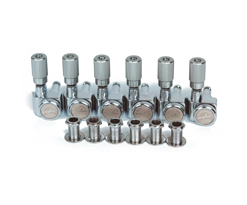 Guyker Pro 6 Inline Guitar Locking Tuners - 1:18 Lock String Tuning Key Pegs Machine Heads Set Replacement for Folk Classical Acoustic Electric Guitar - GK411SP, Chrome