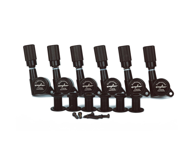 Guyker Guitar Locking Tuners (6 for Right) - 1:18 Pro Lock String Tuning Key Pegs Machine Head Set Replacement for ST TL SG LP Style Folk Classical Acoustic Electric Guitar (GK11SP, Black) 6 for Right