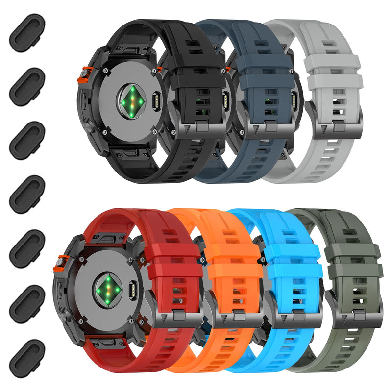 22mm Quickfit Watch Band Compatible with Fenix 8 Pro/tactix 8 AMOLED 47mm/Fenix E/7 Pro/7/6 Pro/6/5 Plus/5,Silicone Bands for Descent G2/G1 Solar/Forerunner 970/965/955/945/quatix 8 7 47mm 7pack1