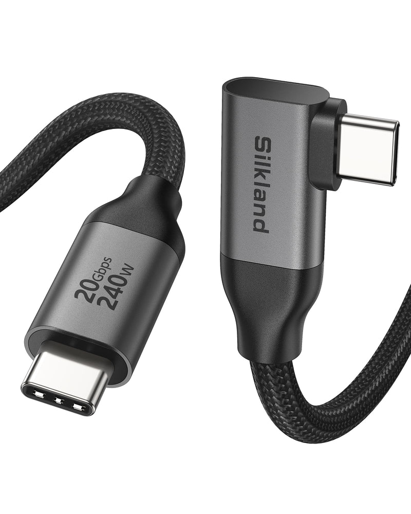 Silkland Long Right Angle USB 4 Cable for Thunderbolt 4 240W 16.5FT | 20Gbps Data Sync, 5K/4K@60Hz, 90 Degree USB C Thunderbolt Cable, Compatible for MacBook, iPhone 17, iPad, SSD, Dock 16.5 Feet