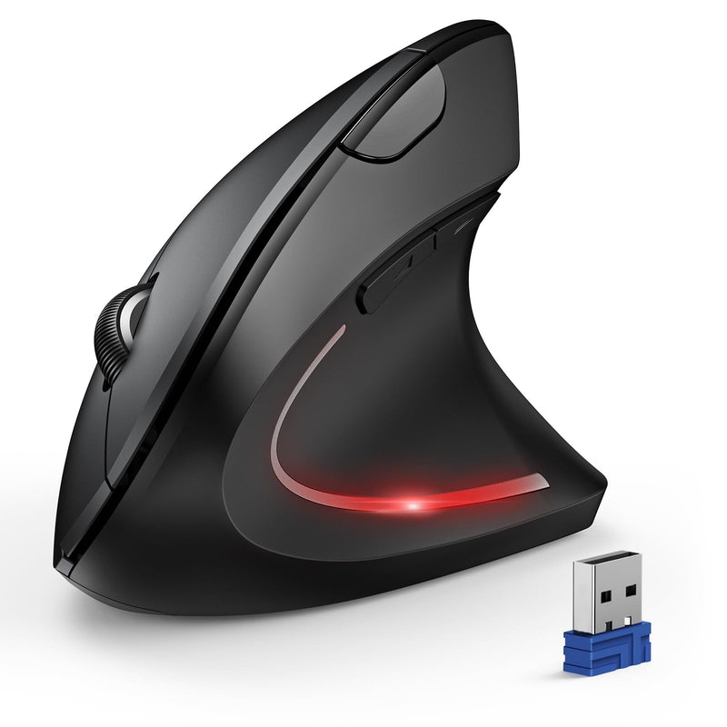 TECKNET Ergonomic Mouse, Wireless Bluetooth Vertical Mouse, 4800 DPI Silent Mouse with 6 Adjustable DPI Levels, 2.4GHz Optical Mouse, 6 Buttons Wireless Mouse for Laptop, Desktop, PC, MacBook Black